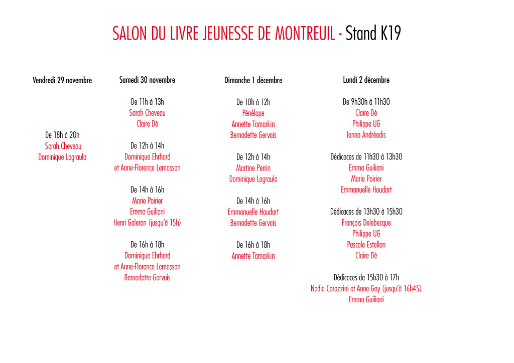 Planning Montreuil 2019